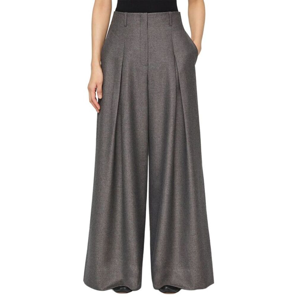 Lafayette 148 New York Womens Warren Inverted Pleat Wool-Blend Wide Leg Pant